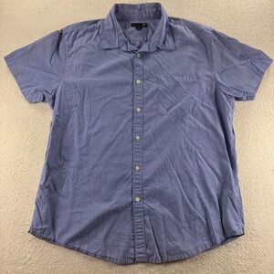 JF J.Ferrar Mens XL‎ Slim Fit Short Sleeve Button Down Shirt Blue Stripe Career
